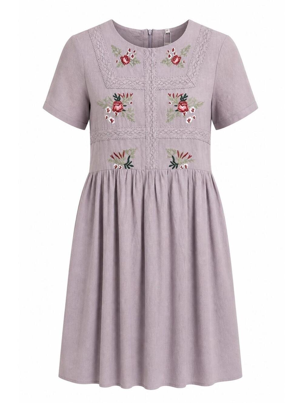 NWT Petal Lush Women Floral Midi Dress Purple Embroidered Lace Cotton Cottage S